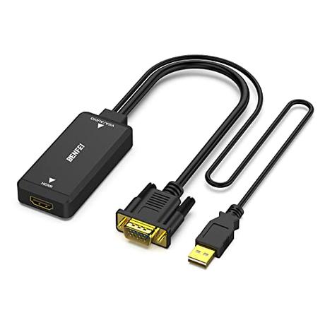 BENFEI Adaptador VGA a HDMI, convertidor 1080P con Audio Desde Ordenador/portátil Fuente VGA a HDMI TV/Monitor