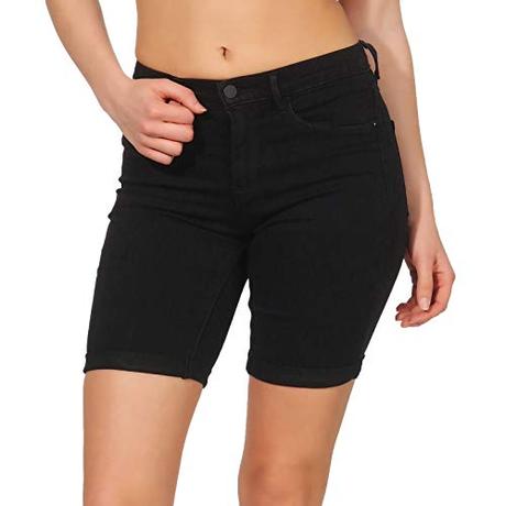 ONLY Onlrain Mid Long Shorts Cry6060 Pantalones Cortos, Negro (Black Black), 44 (Talla del Fabricante: X-Large) para Mujer