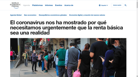 Renta Básica Universal: por qué la impulsa el poder financiero desde el Foro de Davos Renta Básica Universal: por qué la impulsa el poder financiero desde el Foro de Davos