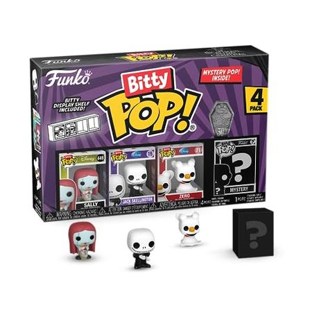 Funko Bitty Pop! The Nightmare Before Christmas - Sally 4PK - Sally, Jack Skellington, Zero Y una Minifigura Misteriosa Sorpresa - 0.9 Inch (2.2 Cm) Coleccionable- Repisa Apilable Incluida
