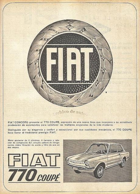 Fiat 770 Coupé presentado por Fiat Concórd en el año 1966