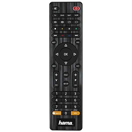 HAMA | Mando a Distancia Universal 4 en 1, (Control Remoto Universal, para Controlar hasta 4 Dispositivos, Compatible con Múltiples Modelos) Color Negro