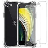 Funda para iPhone SE 2 3(2022 2020)/iPhone 8 7, con 2 Piezas Cristal Vidrio Templado/Protector de Pantalla, Carcasa Transparente Suave TPU Silicona Anti-Choque, Delgada Anti-arañazos