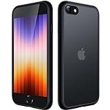 JETech Funda Mate para iPhone SE 3/2 (2022/2020), iPhone 8/7, 4,7 Pulgadas, Protección contra Caídas Grado Militar Antigolpes, Carcasa Trasera Translúcida Esmerilada, Antihuellas (Negro)