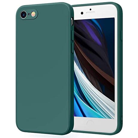 AK Funda para iPhone SE 2022 2020 / iPhone 8 / iPhone 7,Funda de Liquida Silicona con Forro de Microfibra Suave Protección Completa para iPhone SE(Verde Oscuro)