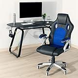 Mc Haus Gameplay Desk Blue - Mesa Gaming, Escritorio para odenador con portavasos, Gancho para Auriculares y Soporte para mandos