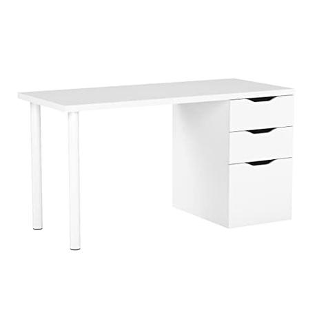 Habitdesign Mesa Ordenador Reversible con 2 Cajones y 1 Puerta, Mesa Despacho, Escritorio, Modelo Athena, Acabado en Color Blanco Artik, Medidas: 138 cm (Ancho) x 60 cm (Fondo) x 74 cm (Alto)