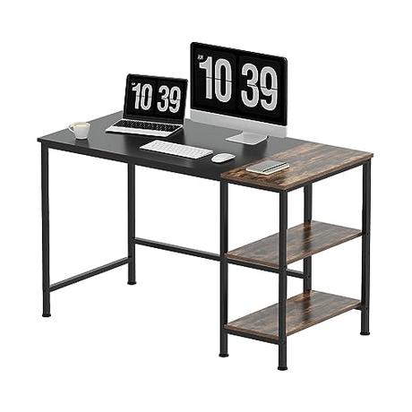 SANODESK FD4 Escritorio Gaming para Ordenador con Estantería 120×60×75cm, Escritorio de Juegos portátil con estantes de Almacenamiento, para hogar (Negro)