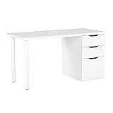 Habitdesign Mesa Ordenador Reversible con 2 Cajones y 1 Puerta, Mesa Despacho, Escritorio, Modelo Athena, Acabado en Color Blanco Artik, Medidas: 138 cm (Ancho) x 60 cm (Fondo) x 74 cm (Alto)