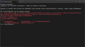 Error: No se puede cargar el archivo porque la ejecución de scripts está deshabilitada en este sistema