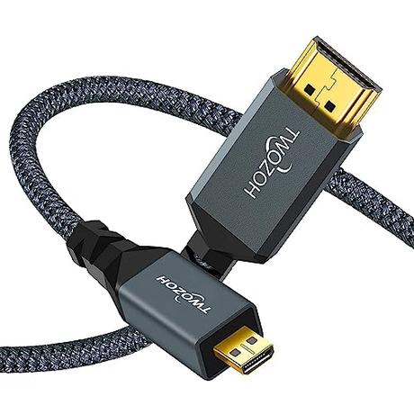 Twozoh Cable Micro HDMI a HDMI Long 10M, Micro HDMI Tipo D a HDMI Tipo A supporta 720P 1080P Gopro Here/Sony A7R/PI4