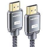 Snowkids Cable HDMI 10Metros Cable HDMI de en Nylon Trenzado Compatible con 3D/Retorno de Audio - Cable HDMI para Blu-Ray/Ultra HD TV/Pantalla - Gris