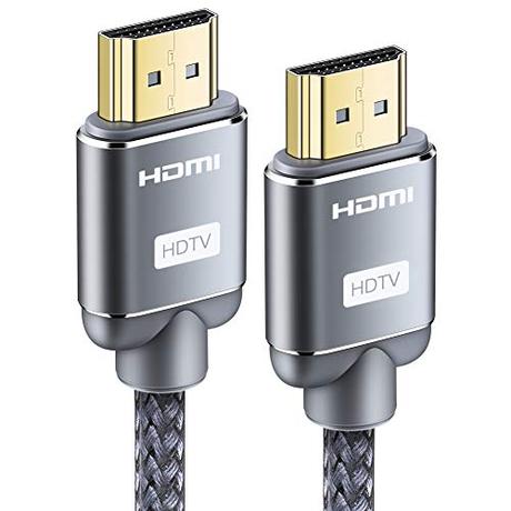 Snowkids Cable HDMI 10Metros Cable HDMI de en Nylon Trenzado Compatible con 3D/Retorno de Audio - Cable HDMI para Blu-Ray/Ultra HD TV/Pantalla - Gris