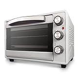 Grunkel - Horno eléctrico multifunción de sobremesa de 23L - HR-23SILVER - Con 3 funciones de calor y selector de temperatura hasta 230ºC. Temporizador hasta 60 min - 1600W gris plata