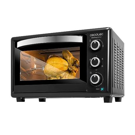 Cecotec Horno de sobremesa Bake&Toast 3090 Black Gyro, 30 L, 1500 W,% funciones diferentes, Incluye rustidor giratorio, Luz interior, Bandeja recogemigas.