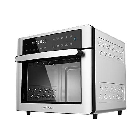 Cecotec Horno Freidora de Aire Caliente Bake&Fry 3000 Touch Steel. 1600 W, 30 Litros, Convección, Pantalla Táctil, 9 Funciones, Temperatura y Altura Regulable, Acero Inoxidable
