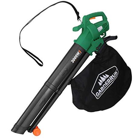 Gardebruk Soplador Aspirador y trituradora de Hojas 3000W Herramienta de jardín Ligera con Bolsa de 45L