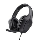 Trust Gaming GXT 415 Zirox Ligeros Cascos Gaming con Drivers de 50 mm para PC, Xbox, PS4, PS5, Switch, Mobile, Conexión 3.5 mm, Micrófono Plegable, Auriculares con Cable 2m Over-Ear - Negro