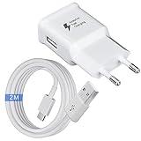 Cargador con Cable de Carga de 2 m Compatible con Samsung Galaxy A13 A14 A20 A20e A23 A32 A33 A34 A40 A52 A53 A54 5g S8 S9 S10 S10e M54 M53 M34 M33 M14 M52 M51 S21 Plus, Movil Cargador Carga Rapida