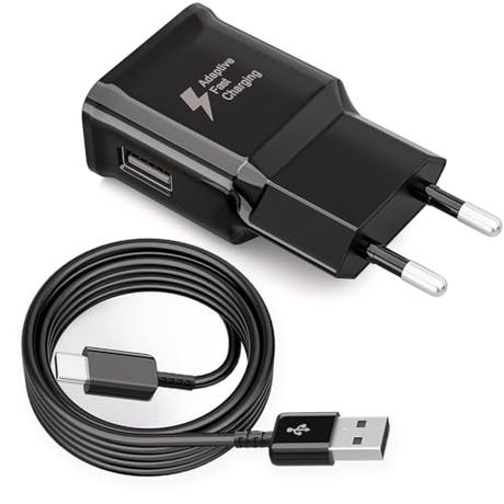Cargador Tipo C Carga Rapida, con Cable USB C 2M, Enchufe para Samsung Galaxy A54 A53 A34 A33 A20e A14 A13 5g M54 M53 M34 M33 M14 M13 5g S8 S9 S10 S20 S21 FE Ultra Plus Note 8, Cargador Movil