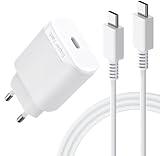 25W USB C Cargador Carga Rápida para Samsung Galaxy A54 5g A53 A34 A33 A14 A13 M13 M14 M33 M34 M53 M54 S22 S21 S20 Note 20 Note 10 A71 A70 A52 A52s A51 A40 Samsung Super Fast Charger Tipo C Blanco