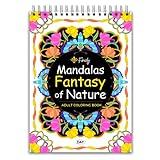 Finoly Libro Mandalas Colorear Adultos Fantasy of Nature - Cuaderno para Colorear - 30 Ilustraciones Originales - Tamaño A4 - Papel Premium - Encuadernación Espiral (A4, Día)