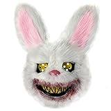 UNOLIGA Máscara de Conejo Peludo, Animal Realista, Caretas de Miedo, Máscara de Terror Divertida para Niño Adulto, para Halloween Carnaval Fiesta de Disfraces