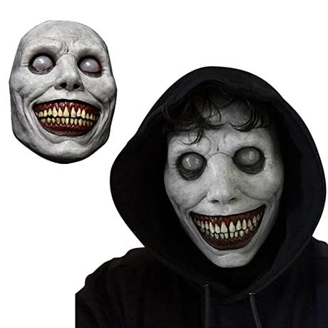 XUJAIOLQP Máscara Espeluznante de Halloween, Máscara Horrible de Demonios Sonrientes, Disfraces para Mujeres y Hombres, Accesorios de Fiesta.