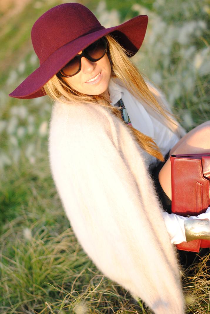 Burgundy hat