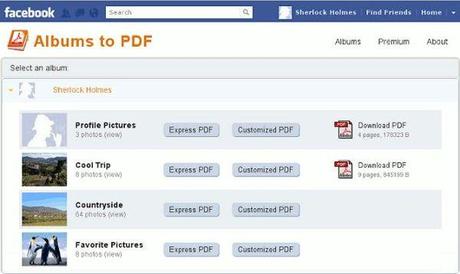 Para exportar tus álbumes de fotos de Facebook a PDF