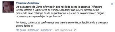 Alfaguara Juvenil seguirá publicando Vampire Academy