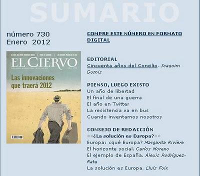 El ciervo nº 730, enero de 2012, rinde homenaje a Francisco Brines