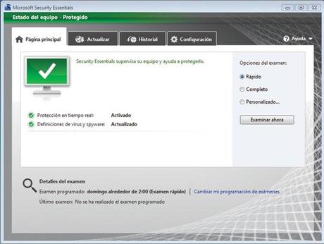 Microsoft Security Essentials 2.0, atractiva interfaz