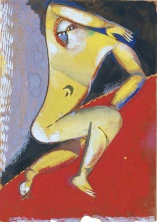 Marc Chagall 'Desnudo', 1913. Gouache sobre papel.