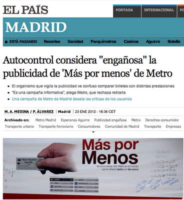 Metro y otras campañas engañosas