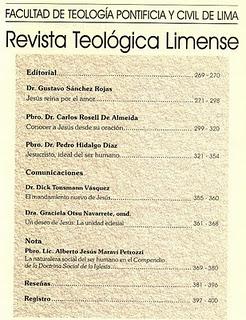 NUEVO NÚMERO DE LA REVISTA TEOLÓGICA LIMENSE. Vol. XLV, Diciembre 2011