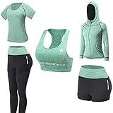 JULY'S SONG Conjunto Deportivo y yoga para Mujer - 5 Piezas para Fitness y Deporte - Chándales de ejercicio - Ropa de Correr y Gimnasio