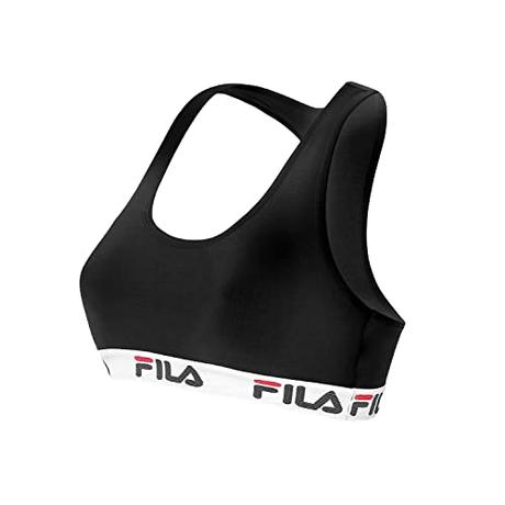 FILA Sujetador Deportivo Mujer algodón, Top Deportivo Mujer, sin armazón, Negro, M