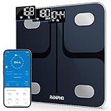 RENPHO Báscula Grasa Corporal de Baño Conexión Wi-Fi y Bluetooth, 13 mediciones Análisis de composición corporal y monitor de salud, Color Negro, 260 mm
