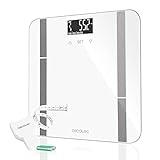 Cecotec Báscula de Baño Digital Surface Precision 9400 Full Healthy. Alta precisión, Plataforma de Cristal templado de seguridad, Pantalla LCD, Capacidad máxima de 180kgr, Cinta métrica