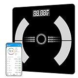 Báscula de Grasa Corporal con Bluetooth, Báscula Baño Digital Inteligente, Medidor de Peso, IMC, Masa Muscular, Grasa Corporal, Agua, Masa Osea