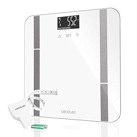 Cecotec Báscula de Baño Digital Surface Precision 9400 Full Healthy. Alta precisión, Plataforma de Cristal templado de seguridad, Pantalla LCD, Capacidad máxima de 180kgr, Cinta métrica