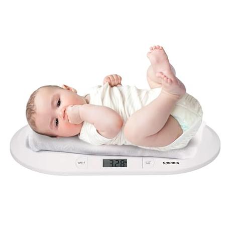 Grundig Báscula Bébe Digital - Bébes hasta 20 G - 10 GR de Precisión - Función de Tara - Blanco