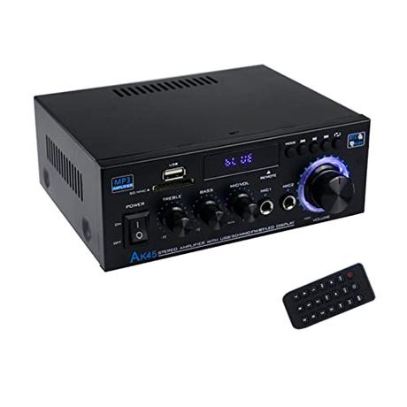 4 Canales 2000W Amplificador Audio,Amplificador HiFi,Amplificador Estéreo Bluetooth 5.0, FM Radio Portátil SD Card/USB Input/FM Radio, para el hogar o tu Coche 50W x4