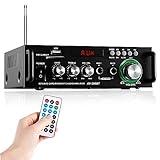 SOBATTY Audio AV 298BT Bluetooth 5.0 Receptor de Amplificador Audio HiFi estéreo de 2 Canales, BT FM Radio Portátil Auto Home 12 V/220V, 600W RMS 30W x 2 con Mando a Distancia Audio Amplificador