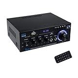 4 Canales 2000W Amplificador Audio,Amplificador HiFi,Amplificador Estéreo Bluetooth 5.0, FM Radio Portátil SD Card/USB Input/FM Radio, para el hogar o tu Coche 50W x4