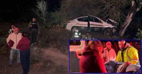 Taxista choca contra árbol y su esposa pierde la vida en un camino de Rioverde