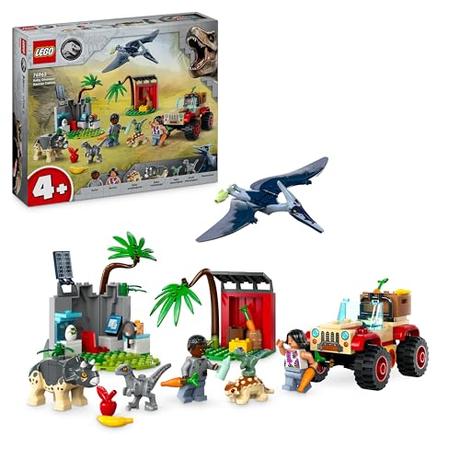 LEGO Jurassic World Centro de Rescate de Crías de Dinosaurio, Juego Infantil con Figuras de Triceratops de Juguete, Anquilosaurio y Velocirraptor, Regalo para Niños y Niñas de 4 Años o Más 76963