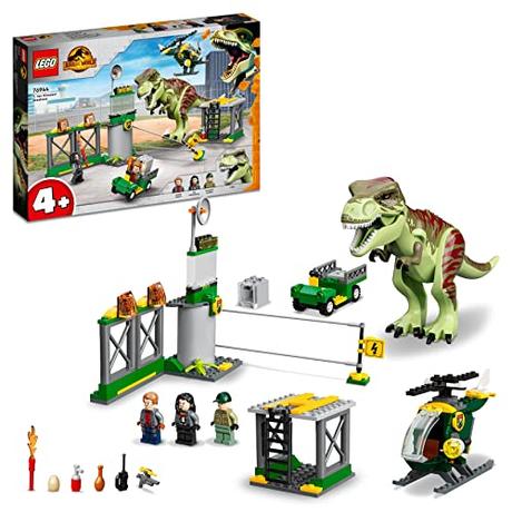 LEGO 76944 Jurassic World Fuga del Dinosaurio T-Rex, Dino, Coche y Helicóptero de Juguete para Niños de 4 Años o Más, Figura de Animal y 3 Minifiguras Inc. Owen Grady y Zia Rodríguez, Idea de Regalo