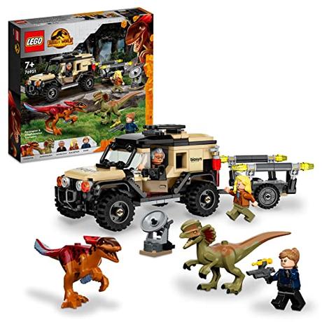 LEGO 76951 Jurassic World Transporte del Pyrorraptor y el Dilofosaurio, Dinosaurios Juguetes, Figuras de Animales y Minifiguras de la Película 2022, Dino, Coche Todoterreno para Niños y Niñas de 7+